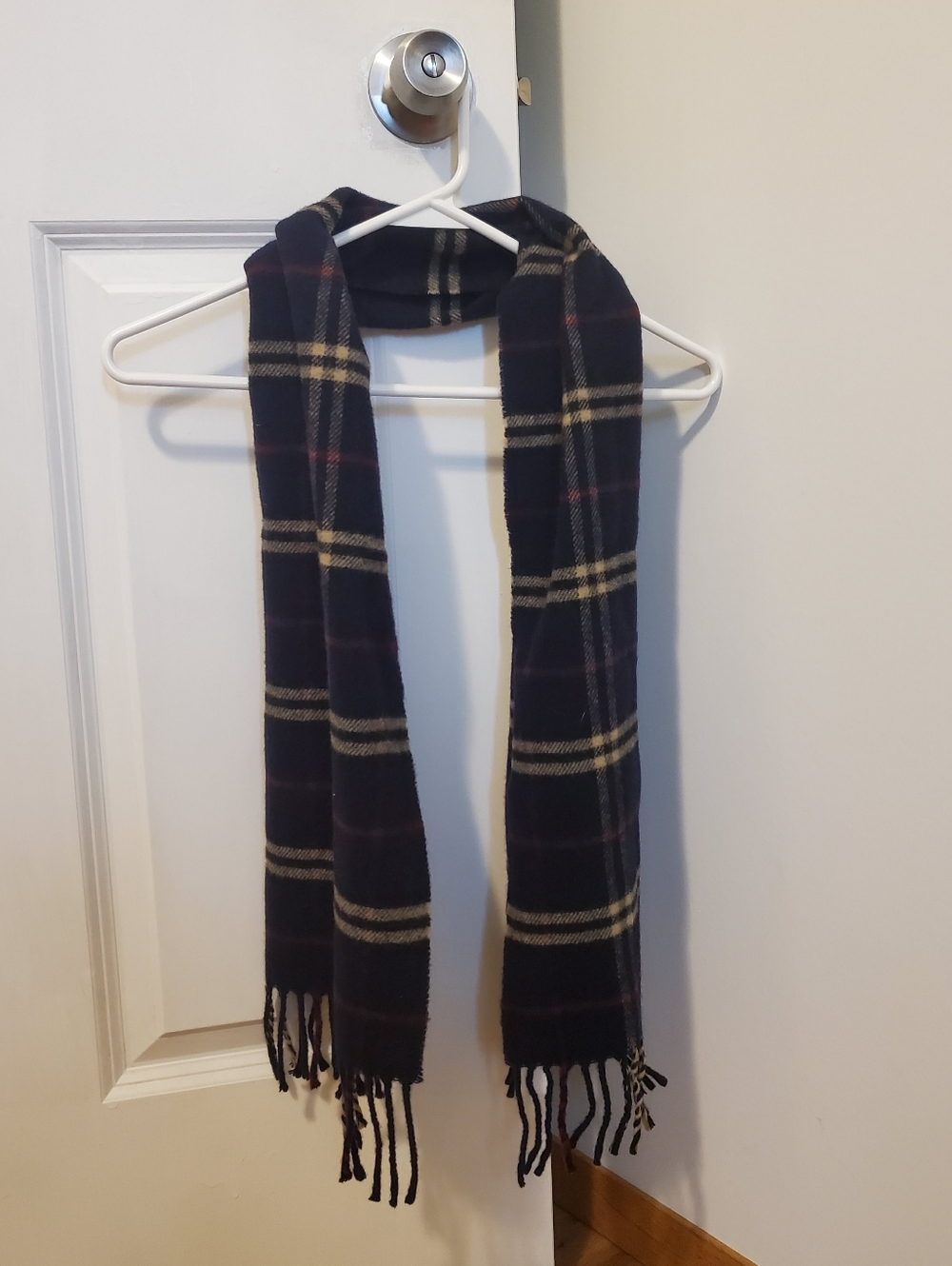 100% Wool RBM Collection Blue Plaid Scarf Made In Italy